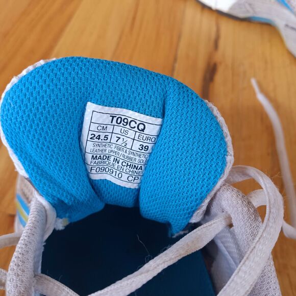 Asics  Dynamic Quomax GEL 7.5 T09CQ white turquoise running pickleball 7.5 - Picture 8 of 8